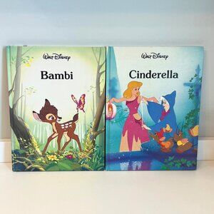 Vintage 1986 CINDERELLA & BAMBI Hardcover Books Walt Disney Classic Series